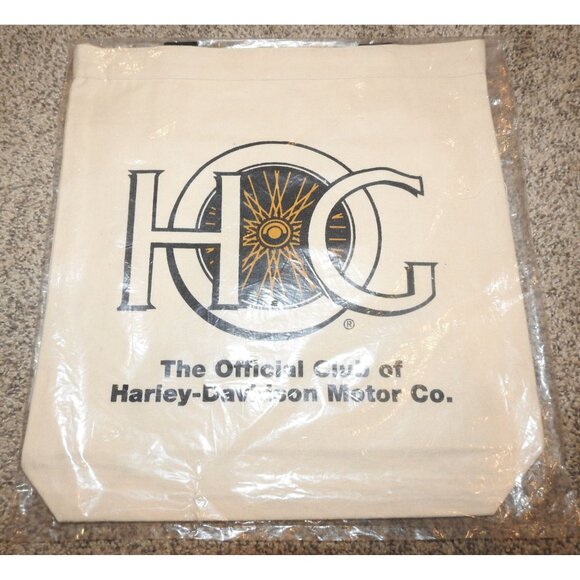 Vintage HOG Off White The Official Club of Harley-Davidson Motor Co. Canvas Bag - Picture 1 of 4